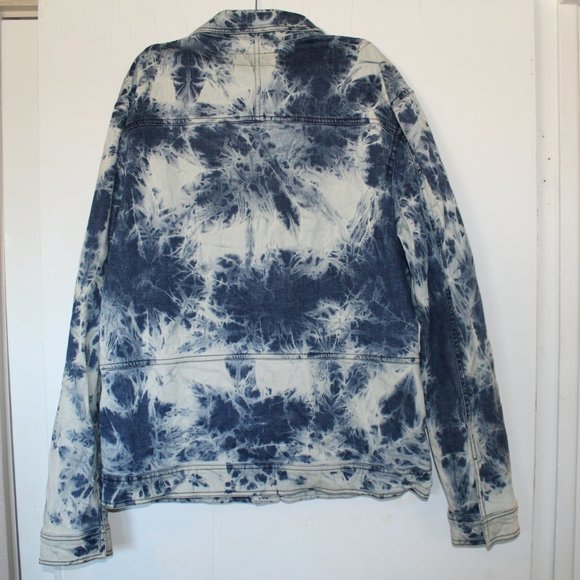 Blue Tunellus Men's Tie Dye Denim Jacket size L - Picture 3 of 12